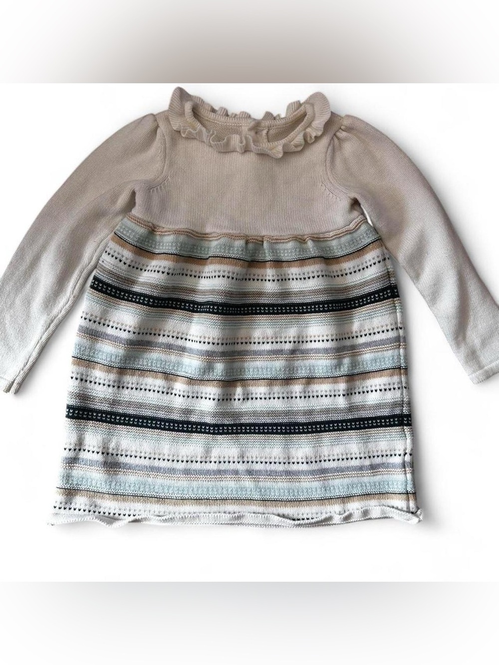 Gymboree Striped knitted Sweater - Cream and Green